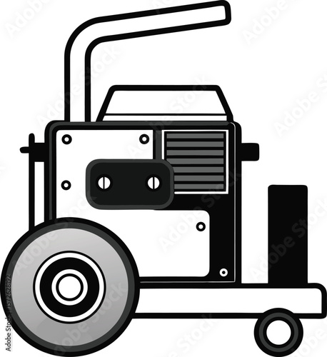 Simple Front View of a Power Planer with Wheels Vector
