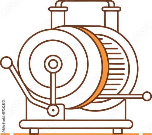 Simple Line Art of a Modern Power Planer with Rotors