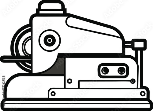 Simplified Belt Sander Black Line Art Vector on White