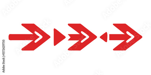 Dynamic red arrow icon set featuring a variety of directional symbols and design elements suitable for presentations websites and user interface design offering visual guidance