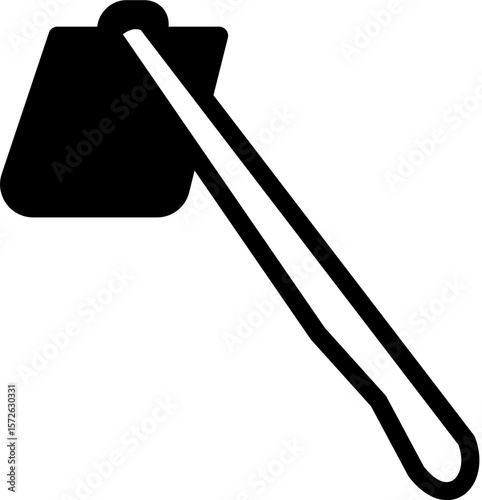 Simple Black and White Hoe Icon Depicting Agricultural Gardening Tool
