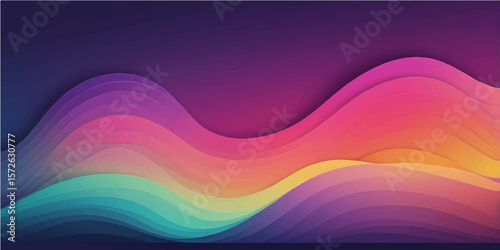 Abstract colorful wave background : A dynamic and visually stunning digital abstract backdrop of layered waves, evoking movement and depth, blending vibrant colors seamlessly, ideal for designs.