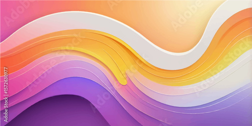 Colorful Abstract Waves: A stunning display of vibrant, flowing curves, creating a sense of movement and fluidity with a harmonious blend of warm hues, offering a modern and dynamic design.
