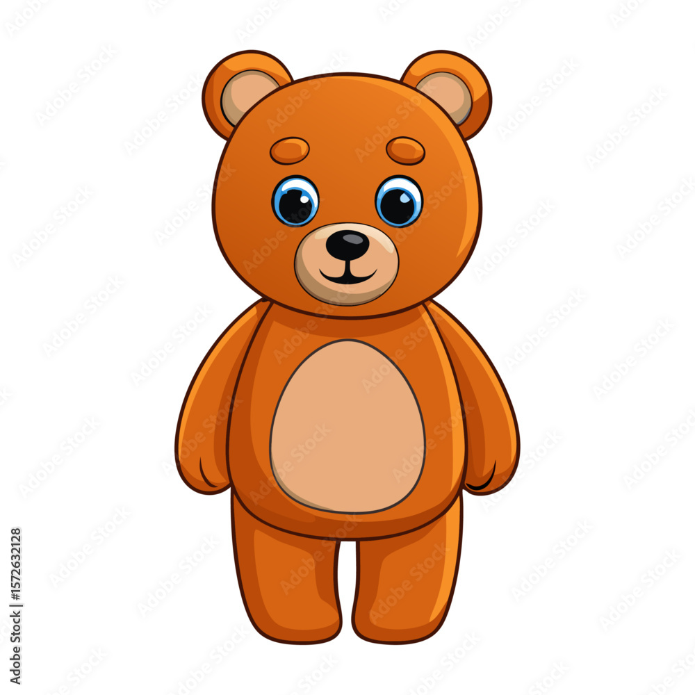 Fototapeta premium Adorable cartoon brown teddy bear with big blue eyes and a friendly smile brown bear cute