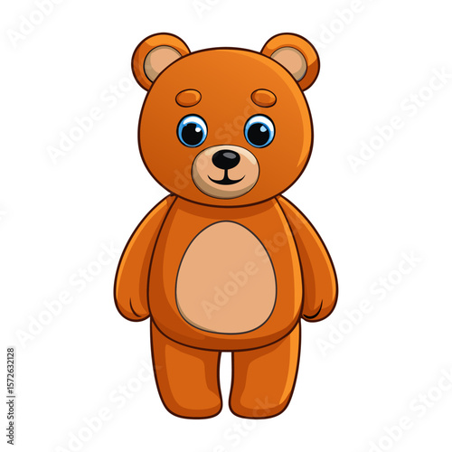 Adorable cartoon brown teddy bear with big blue eyes and a friendly smile brown bear cute