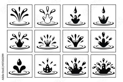 High Resolution Water Splash Icons A Diverse Collection for Design Projects