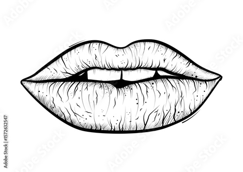 Hand-drawn lips - vector illustration