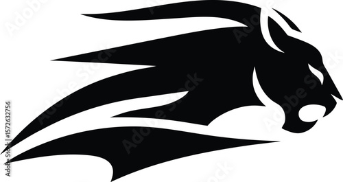 Tribal Ram Head Silhouette – Bold Vector Design with Horns and Flowing Lines