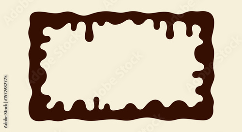 Dark chocolate border with dripping effect on a light background