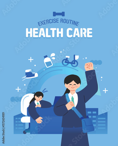 웰빙 건강 생활 일러스트 02
