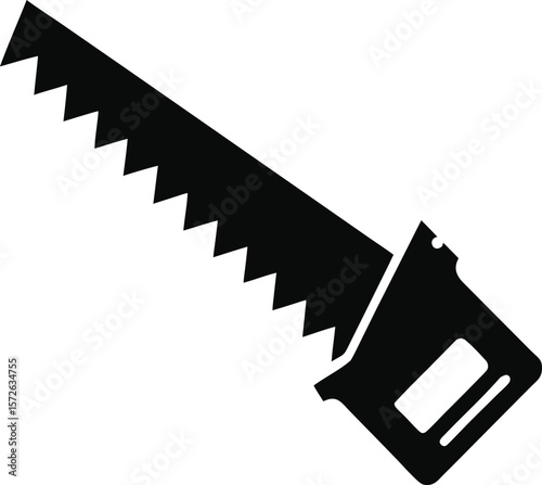 Stylized Black Silhouette of Reciprocating Saw Working Mode