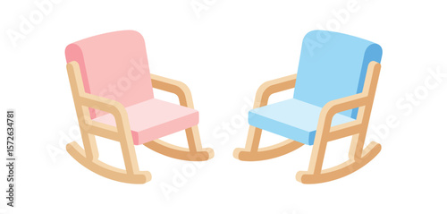 Two Pastel Colored Rocking Chairs