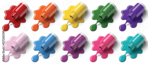 Spilled Nail Polish in Various Colors