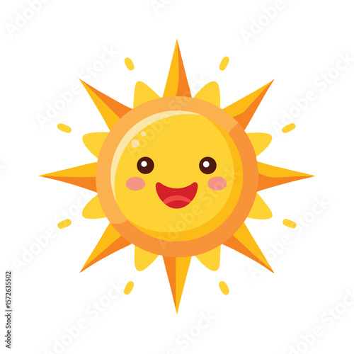 Sun with Joyful Face and Rounded Rays Vector Illustration