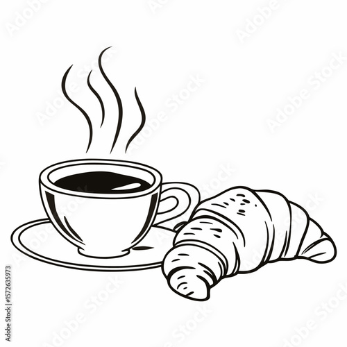 cup of coffee and croissant