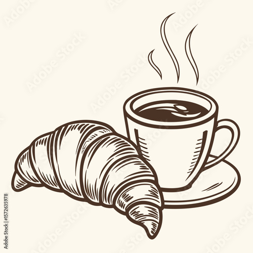cup of coffee and croissant
