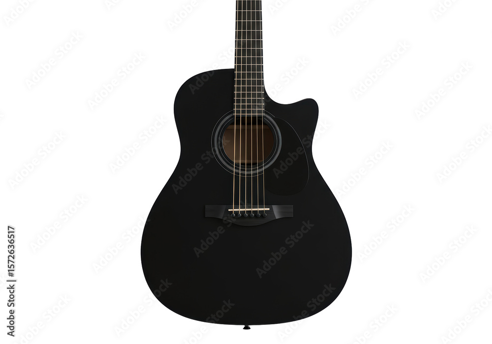 Obraz premium Isolated Sleek Black Acoustic Guitar Musical Instrument