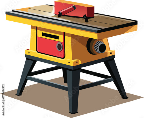 Table Saw Isolated with Shadow Effect Below Realistic Style