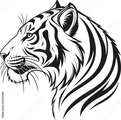Adobe IllustratoTiger head vector illustration with tribal tattoo style designr Artwork
