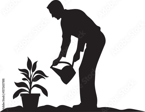 Tree Planting People Silhouette .