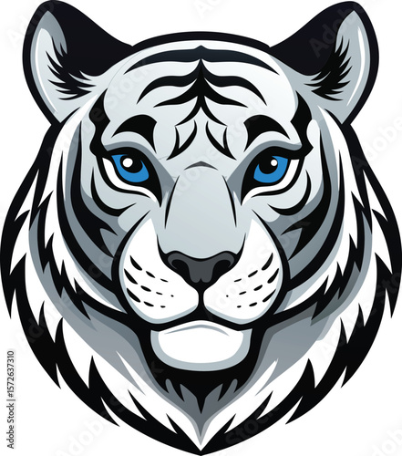 Tiger head vector illustration with tribal tattoo style design