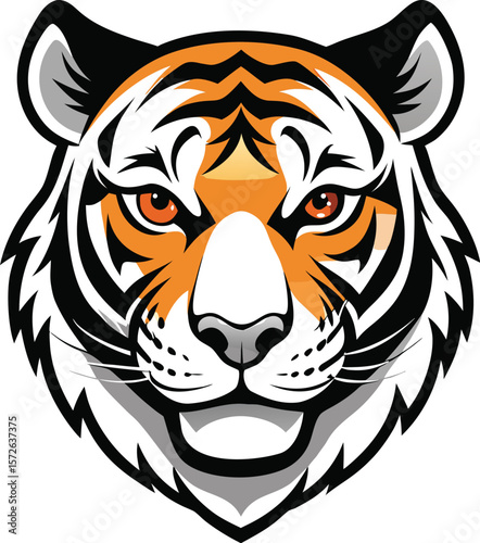 Tiger head vector illustration with tribal tattoo style design