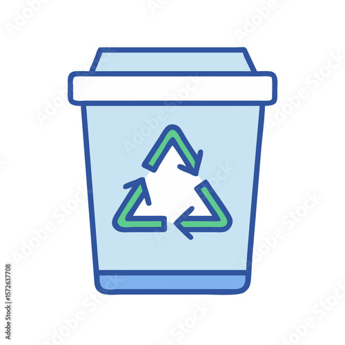 Illustration of a light blue recycling bin with recycling symbol for eco-friendly waste management
