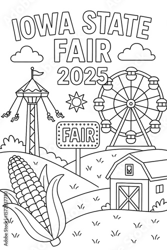 portrait-oriented iowa state fair 2025 coloring page