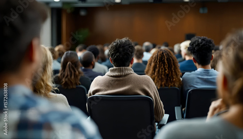 Betriebliche Versammlung, intern, Rede, audience of adults, Vortrag, Präsentation