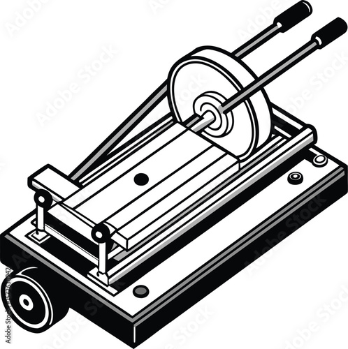 Tile Cutter with Handle and Cutting Wheel Black Outline Vector