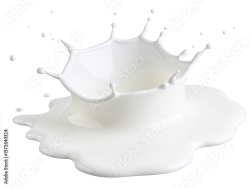  Irregular Spilled Milk Puddle with Drip Trails, Transparent PNG