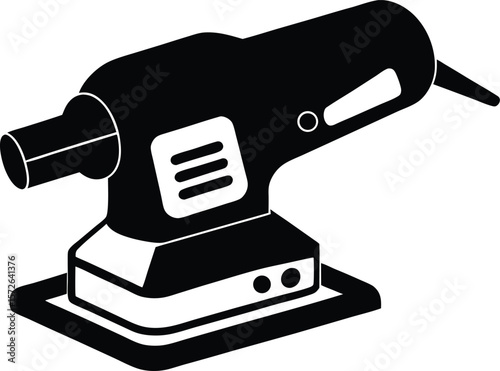 Two Handed Sander Tool Black Silhouette Vector Drawing