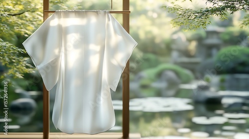 Elegant White Silk Kimono on Transparent Background – Minimalist Luxury Fashion Garment