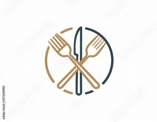 Simple Cutlery Logo Design With Brown And Dark Gray Colors