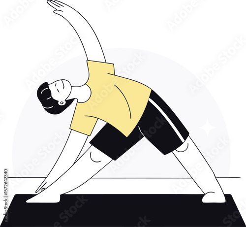 Yoga Pose: Extended Triangle Pose Illustration - Fitness Guide