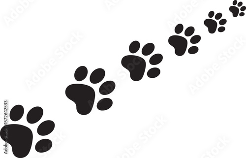 Collection of stylized paw print icons in various colors and styles