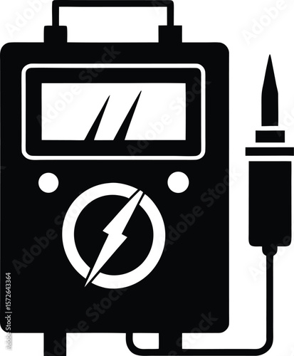 Voltage Tester Vector Black Silhouette Illustration