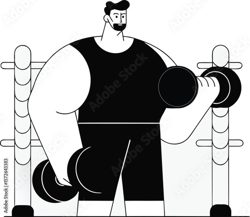 Strong Man Weightlifting: Fitness Illustration