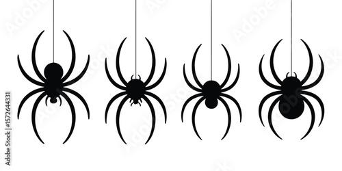 “Spooky Horror Banner: Isolated Cobweb & Black Spider Vector for October Flyer”

