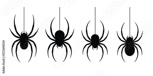 “Halloween Spider Web Vector with Black Spider & Cobweb Decoration on White Background”


