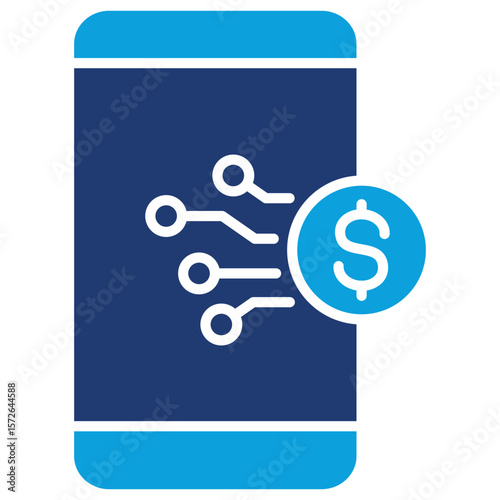Digital Payment Flat Blue Icon