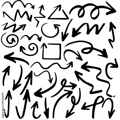  Set di illustrazioni di frecce disegnate a mano con tocco del pennello - illustrazionI