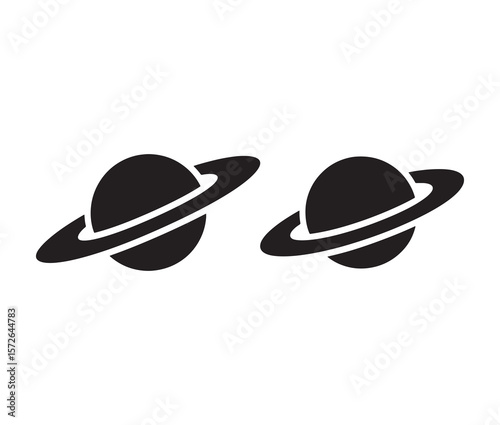 Minimal ringed planet silhouette designs.
