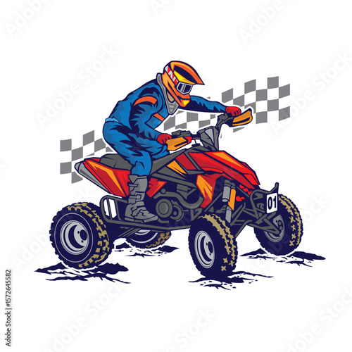 Quad bike racer vector illustration