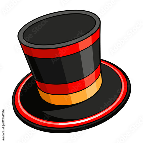 Black top hat with red and orange bands vector