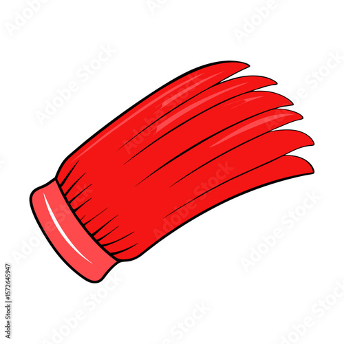 Bright red cartoon feather plume with pink band vector