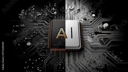 Artificial Intelligence AI Pictogram – Technology Robot Graphic, Smart Computer System Icon, Modern Digital Intelligence Symbol