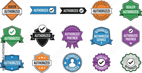Authorized dealer partner service center reseller badges vector collection