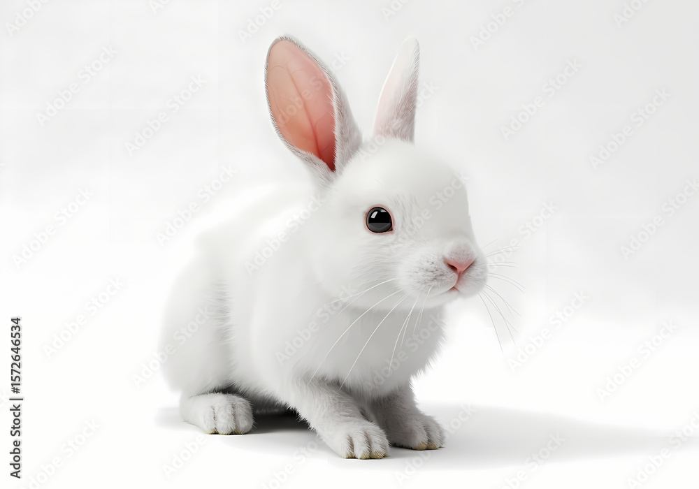 Obraz premium A Pristine White Rabbit Against a Pure White Background