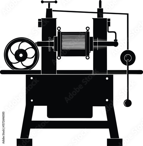 Wire Stripping Machine Vector Black Silhouette Icon